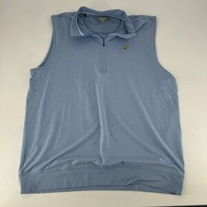 Straight Down Mens XL Golf Vest Light Blue Heather Quarter Zip Sleeveless Jacket